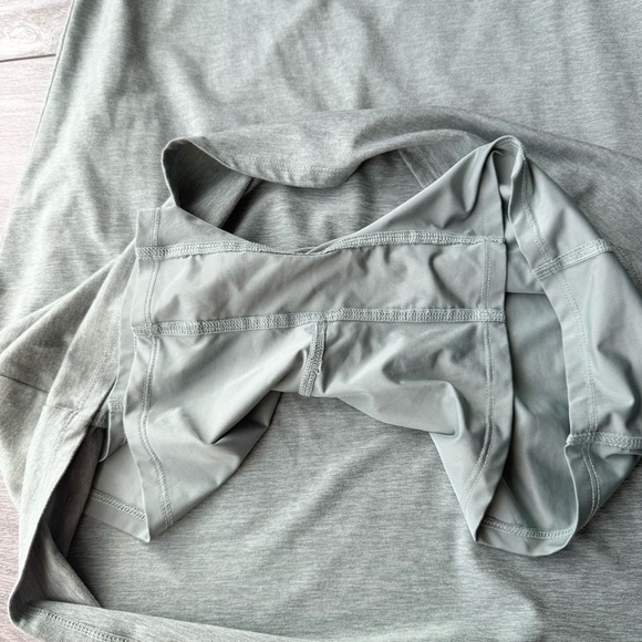 GapFit Brushed Tech Jersey Dress with Built in Shorts in Sage - Picture 8 of 15